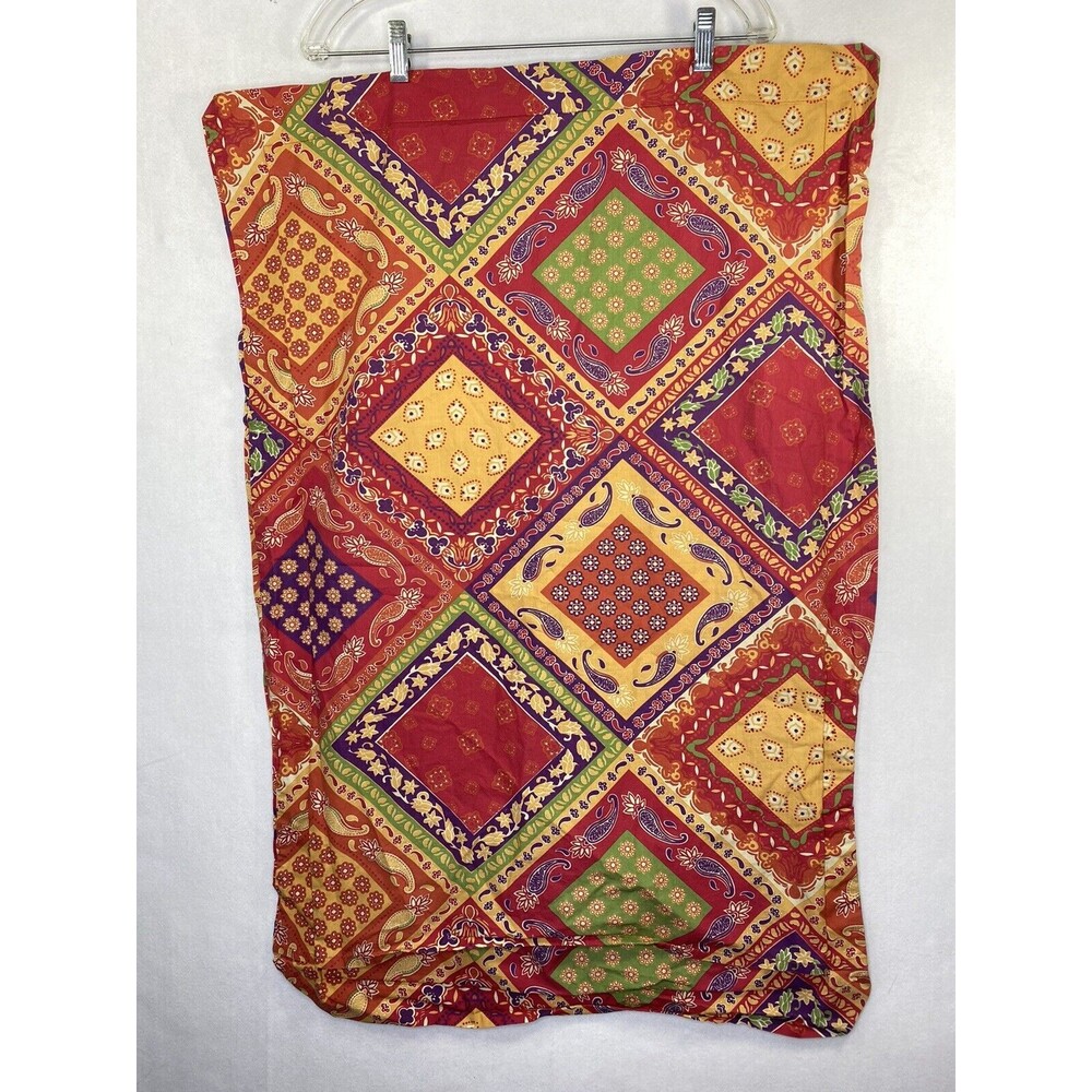 The Company Store 2 King Size Pillowcases Colorful Patchwork Design 100% Cotton